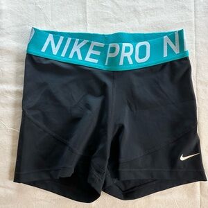 Nike Pro Black and Teal Shorts